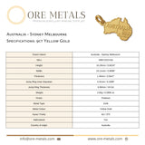 9ct Yellow Gold - Australia Sydney Melbourne Charm