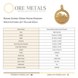 9ct Yellow Gold - Round Sydney Opera House Charm