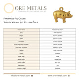 9ct Yellow Gold - Farmyard Pig Charm