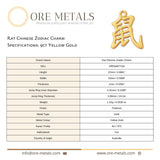 9ct Yellow Gold - Rat Chinese Zodiac Charm