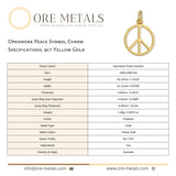 9ct Yellow Gold - Openwork Peace Symbol Charm