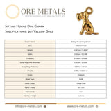 9ct Yellow Gold - Sitting Hound Dog Charm