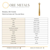 9ct Yellow Gold - Baseball Bat Charm
