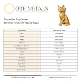 9ct Yellow Gold - Devon Rex Cat Charm
