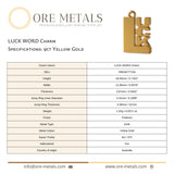 9ct Yellow Gold - LUCK Charm