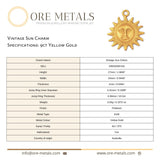 9ct Yellow Gold - Vintage Sun Face Charm