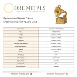 9ct Yellow Gold - Gramophone Record Player Charm