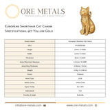 9ct Yellow Gold - European Shorthair Cat Charm