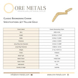 9ct Yellow Gold - Classic Boomerang Charm