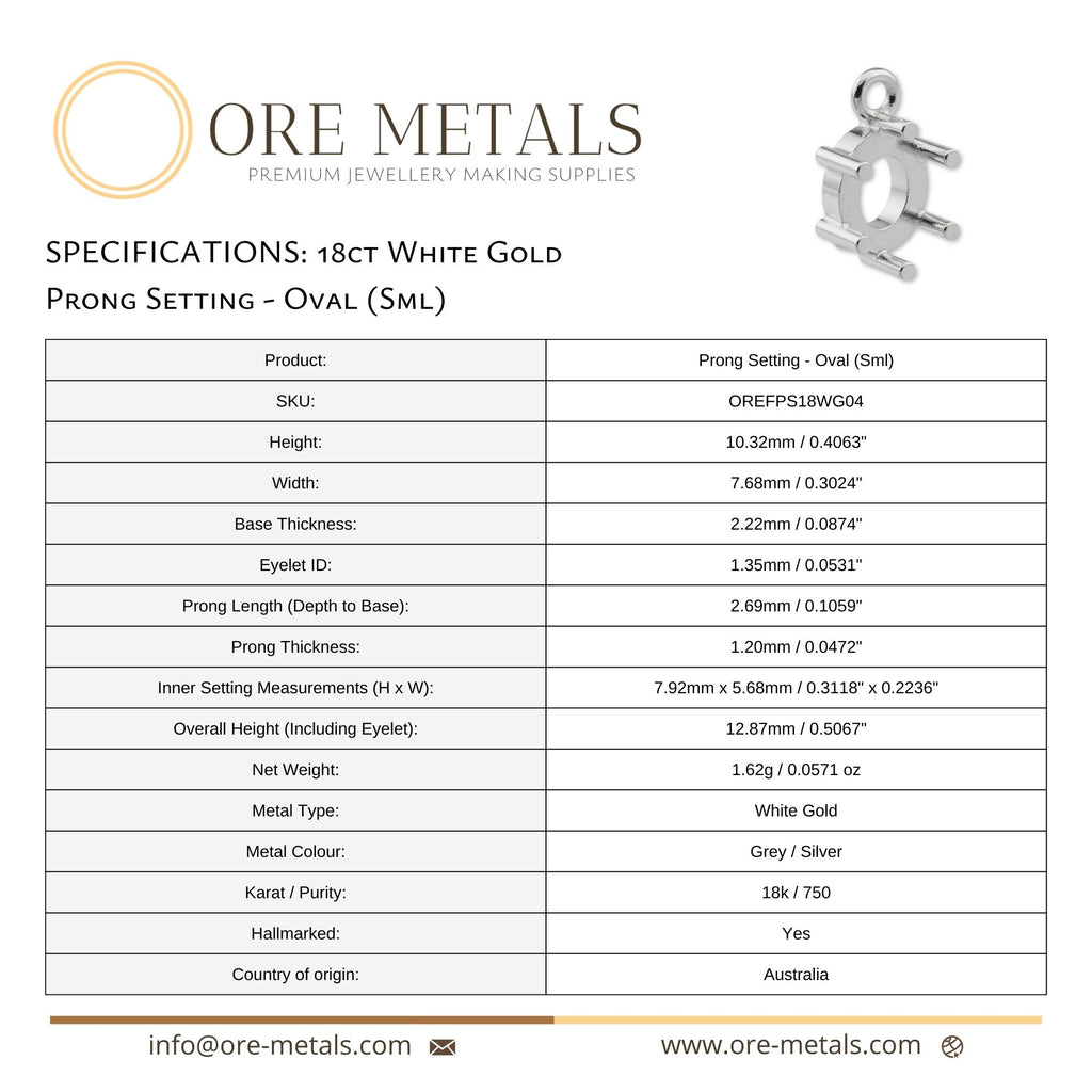 18ct White Gold - Oval Prong Setting