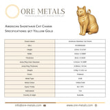 9ct Yellow Gold - American Shorthair Cat Charm