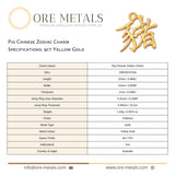 9ct Yellow Gold - Pig Chinese Zodiac Charm