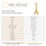9ct Yellow Gold - Eiffel Tower Charm