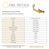 9ct Yellow Gold - Hammerhead Shark Charm