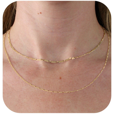 9ct Yellow Gold - Figaro 3:1 - Necklace Chain