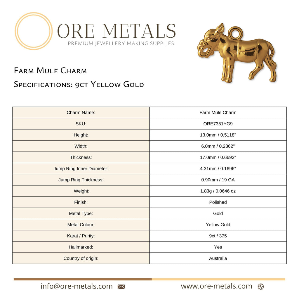 9ct Yellow Gold - Farm Mule Charm
