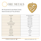 9ct Yellow Gold - My Valentine Fluted Heart Charm