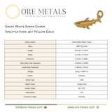 9ct Yellow Gold - Great White Shark Charm