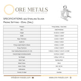 925 Sterling Silver - Oval Prong Setting