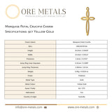 9ct Yellow Gold - Marquise Petal Crucifix Charm