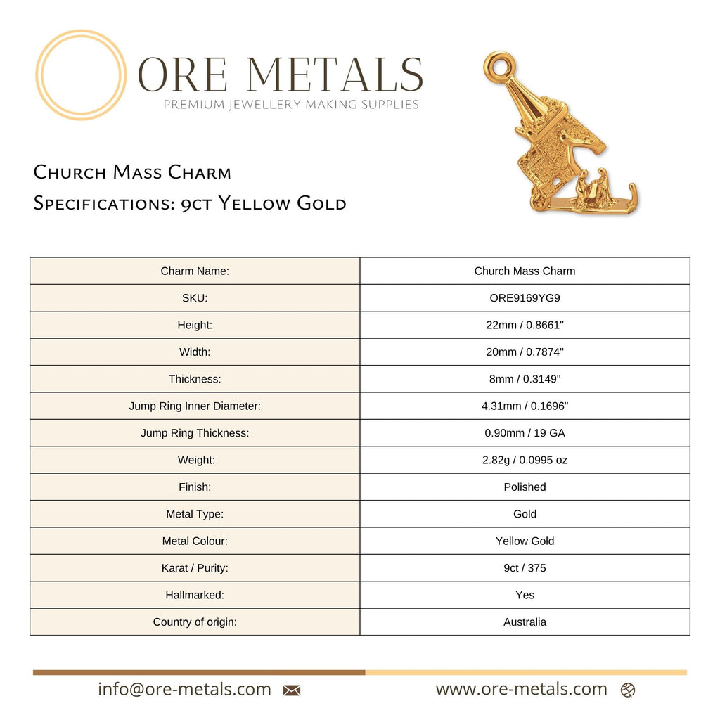 9ct Yellow Gold - Church Mass Charm