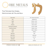 9ct Yellow Gold - Thin Textured Chai Symbol Charm