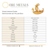 9ct Yellow Gold - Viking Longship Charm