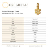 9ct Yellow Gold - Classic Snowflake Charm