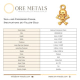 9ct Yellow Gold - Skull and Crossbones Charm