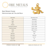 9ct Yellow Gold - Baby Monkey Charm