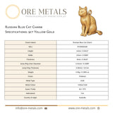 9ct Yellow Gold - Russian Blue Cat Charm