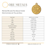 9ct Yellow Gold - Mother We Love You Amulet Charm