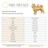 9ct Yellow Gold - Shiba Inu Dog Charm