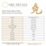 9ct Yellow Gold - Rabbit Chinese Zodiac Charm