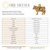 9ct Yellow Gold - Farmyard Dairy Cow Charm