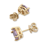 18ct Purple Gold Oval Studs - 18ct Yellow Gold Basket Setting