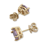 18ct Purple Gold Oval Studs - 9ct Yellow Gold Basket Setting