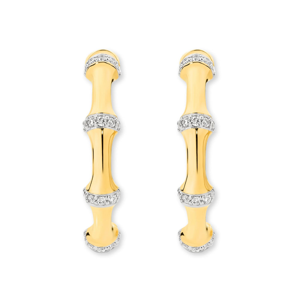 18ct Yellow Gold | 0.2ct GH/SI - Bone Diamond Hoop Earrings