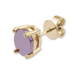 18ct Purple Gold Oval Studs - 18ct Yellow Gold Basket Setting