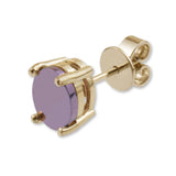 18ct Purple Gold Oval Studs - 9ct Yellow Gold Basket Setting