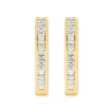 18ct Yellow Gold | 0.1ct GH/SI - Baguette Diamond Hoop Earrings