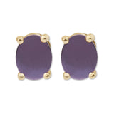 18ct Purple Gold Oval Studs - 18ct Yellow Gold Basket Setting