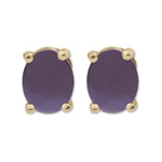 18ct Purple Gold Oval Studs - 9ct Yellow Gold Basket Setting