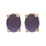 18ct Purple Gold Oval Studs - 9ct Yellow Gold Basket Setting