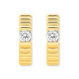 18ct Yellow Gold | 0.14ct GH/SI - Croissant Diamond Hoop Earrings