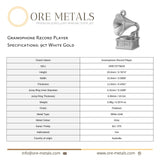 9ct White Gold - Gramophone Record Player Charm