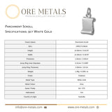 9ct White Gold - Parchment Scroll Charm