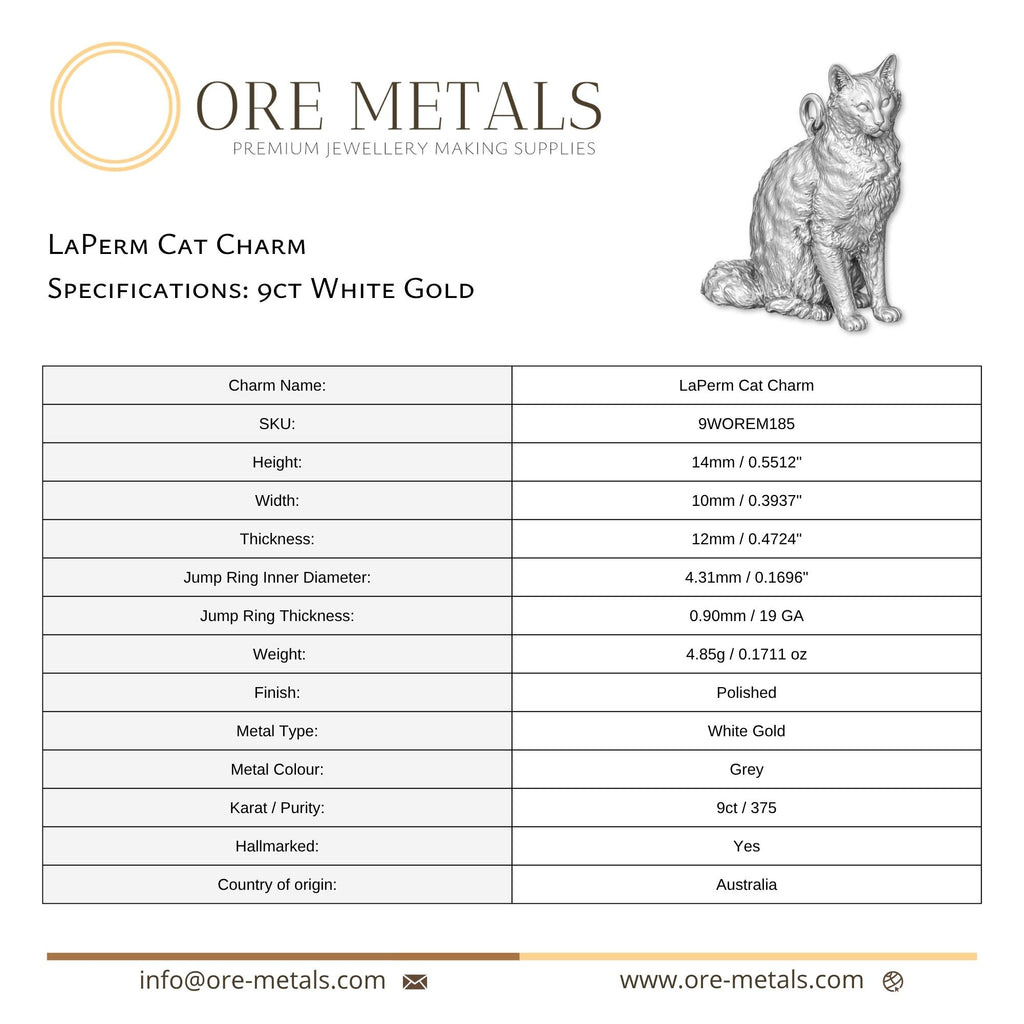 9ct White Gold - LaPerm Cat Charm
