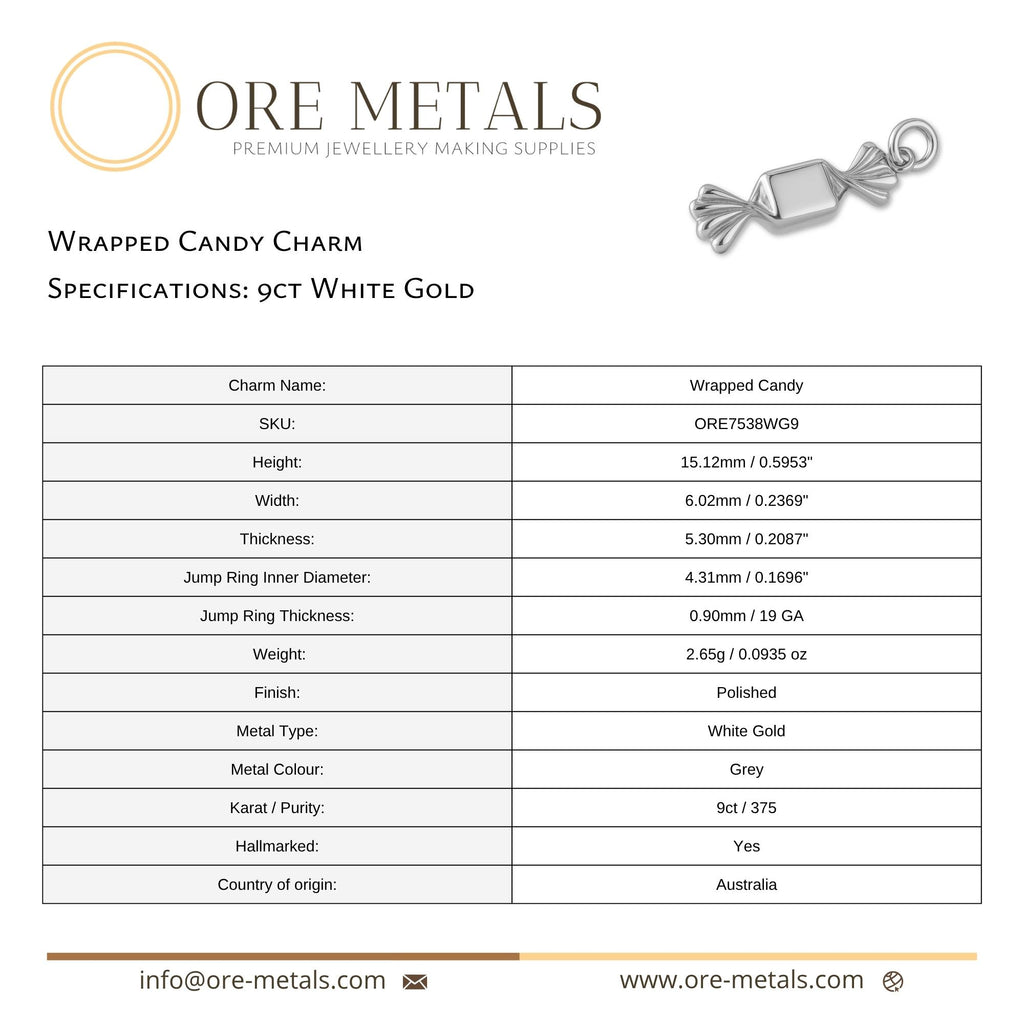 9ct White Gold - Wrapped Candy Charm