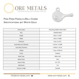9ct White Gold - Table Tennis Paddle Charm